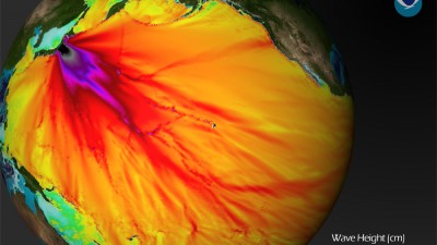 일본 8.9 진도의 지진후 발생한 해일의 크기와 전파 속도